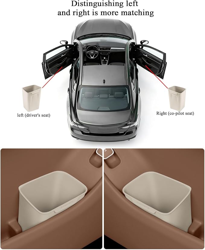 XmuxHai Car Interior Storage Box, Black Silicone Door Side Organizer with Umbrella Holder and Trash Can, Vehicle Accessory (Beige)