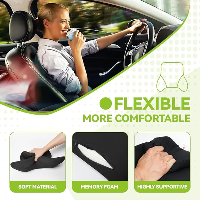 FAIZJUNBEN Lumbar Support Pillow, Memory Foam Cushion, Improve Posture and Relieve Low Back Pain, Lumbar Support for car Seats, Gaming Chairs, Office Chairs, wheelchairs