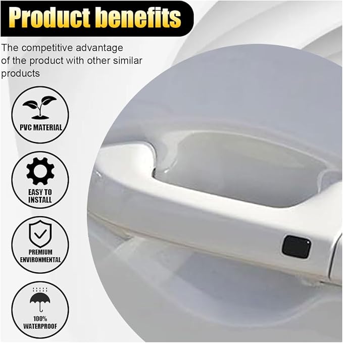 8 PCS Car Door Handle Anti-Scratches Sticker, Self-Adhesive & Non-Marking Car Door Bowl Paint Scratch Protective Films, Universal Protective Pad Sticker for Most Cars (Transparent)