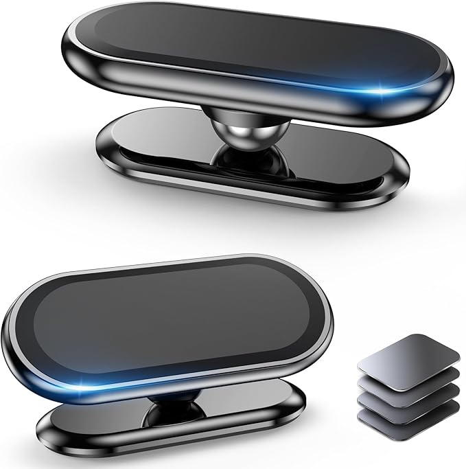 【2-Pack】 Magnetic Phone Holder for car, [ Super Strong Magnet ] [ with 4 Metal Plate ] Cell Phone carmount for iPhone Magnetic [ 360° Rotation ] Universal Dashboard Adhesive Car Magnetic Phone Mount