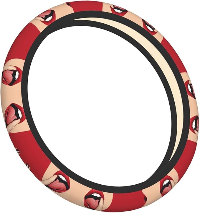 Tongue Out Neoprene Steering Wheel Covers Women Men Car Accessories, Universal 15 Inch Fit Auto, Suvs, Truck