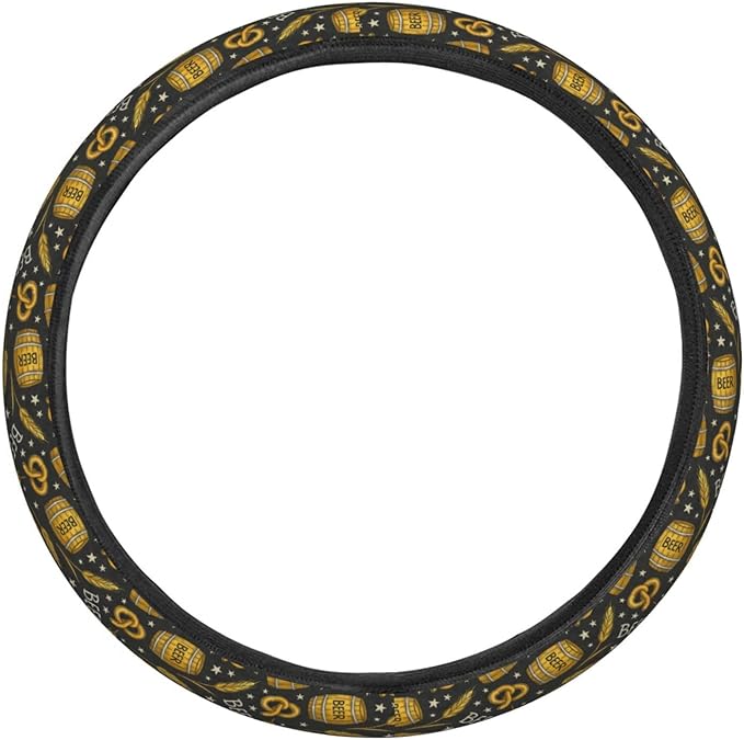 FeHuew Vintage Beer Barrel Wheats Steering Wheel Cover for Women, Girls 15 inch Universal Auto Car Anti Slip Wrap Steering Wheel Covers Fit for Vehicles, Truck, SUV