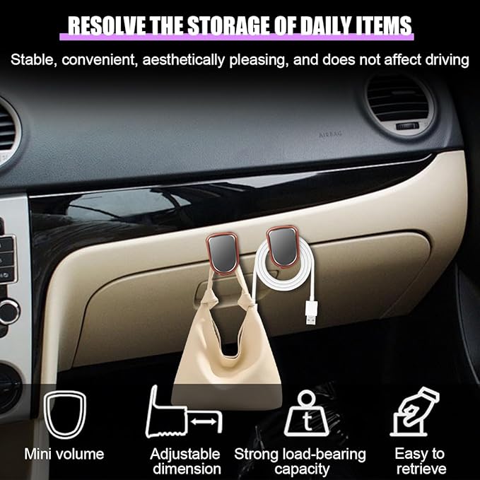 Car Co-Pilot Glovebox Hook, 2 PCS Vehicle Passenger Glove Box Hanging Storage Rack, Automotive Glovebox Organizer Holder Hanger Accessories, Universal for SUV, Sedan, Truck (Orange)