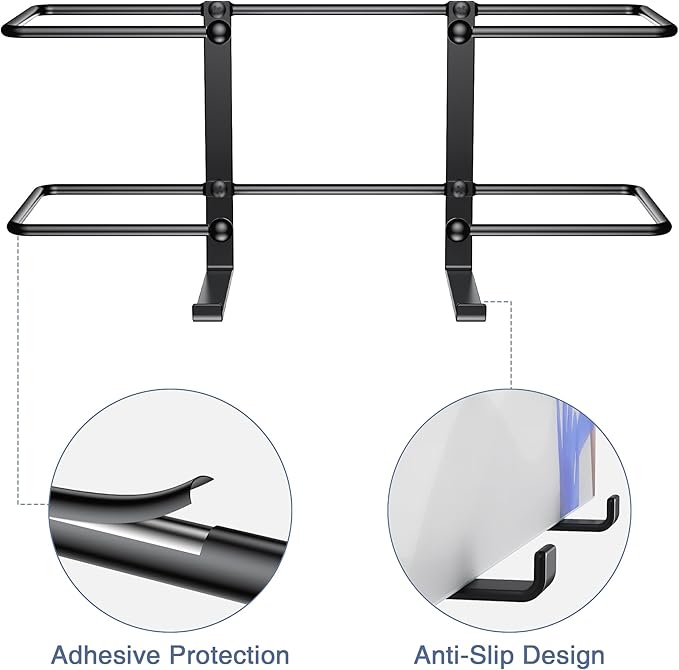 Glove Box Dispenser Wall Mount: Black Holder Organizer for Disposable Glove & Tissue Box - Organizer on Wall in Lab, Kitchen, Bathroom, Garage