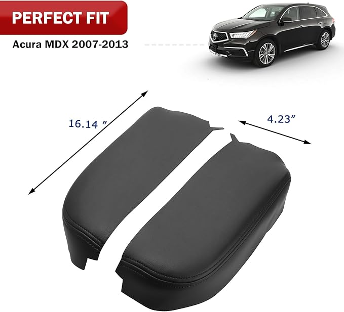 KBH Center Console Cover Replacement for Acura MDX 2007 2008 2009 2010 2011 2012 2013, Vinyl Leather, Armrest Replace Skin Upholstery, Black