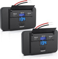 2PCS Gibbab 90W 3 Ports 12V RV USB Switch Outlet with Voltmeter, 2*36W PD3.0 Type-C Quick Charge & 18W QC3.0 Socket Panel Wall Mount Automotive Multi-Port Charger Adapter for Car Marine Truck Boat Bus