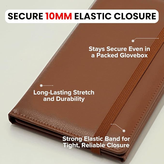 LINTRU Car Registration and Insurance Holder Trifold, Oversized Fit with Reinforced Construction, Matte PU Leather Vehicle Glove Box Organizer for Documents, Car Accessories for Men and Women