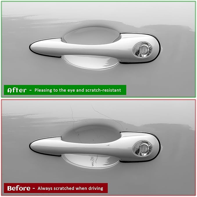 4PCS Car Door Handle Protector, Anti-Scratch Transparent Car Doors Bowl Covers Paint Guard Stickers, Waterproof Clear Self-Adhesive Door Cup Protective Film for Most Vehicles