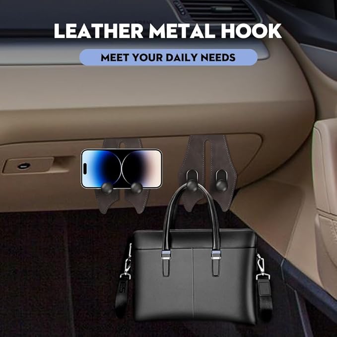 NHHEO Car Hook for Co-Pilot Glovebox, Universal Vehicle Glove Box Organizer for Umbrella Handbag Coat(Brown)