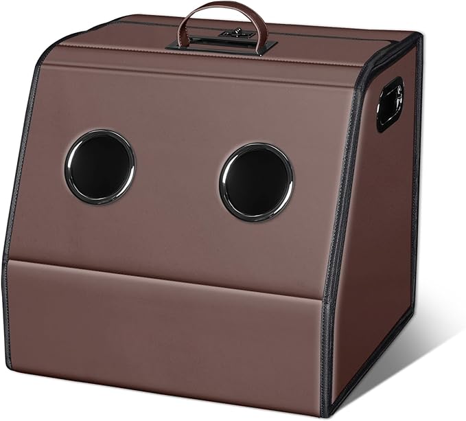HOLDCY Car Trunk Organizer - Waterproof & Easy to Clean – Expand Your Storage Space - Adjustable Compartments and Foldable Trunk Organizer Fits Cars, SUVs, Trucks (Brown, 14.90'' x 13.77'' x 13.77'')