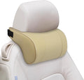 Car Neck Pillow with Memory Foam, Soft Comfortable Headrest Pillow for Driving, Ergonomic Design, Auto Seat Neck Support Pillows Head Rest Cushion with Breathable Leather Cover (Beige)