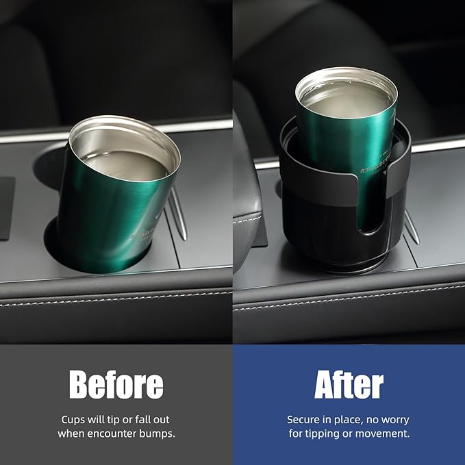 TYKOR Car Cup Holder Expander, Cup Holder Extender for Car with Adjustable Base, Fits Yeti 24/36/46oz, Hydroflask 32/40oz, Large Bottles in 3"-3.9" (16-40oz)