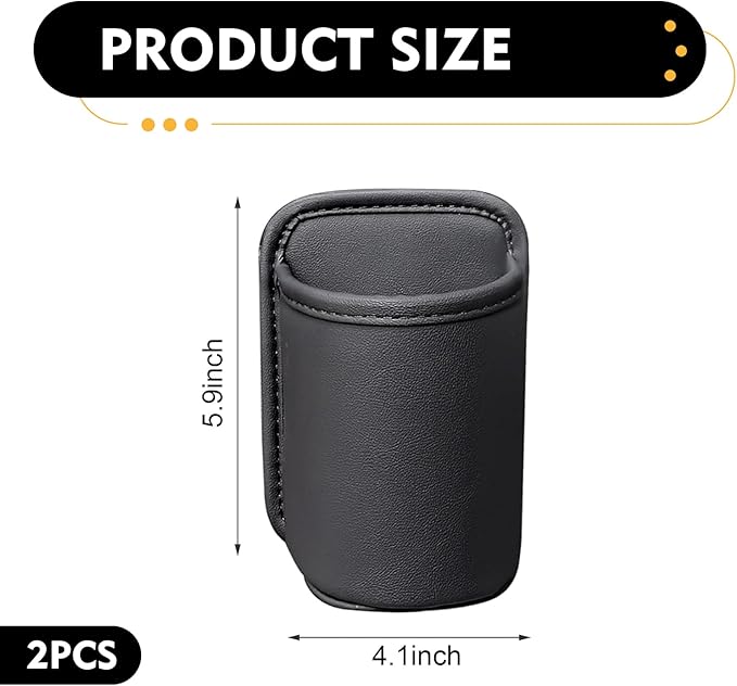 2 PCS Back Seat Cup Holders for Cars, Door Storage Box, Multifunctional Storage Bag Trash Can, Universal for Car Leather Water Bottle Holder, Auto Interior Accessories (Black)