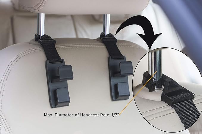 Headrest Hooks for Car, Car Headrest Hooks for Front Back Seat - Handy for Purse, Grocery Bags, Handbag and Backpack(Set of 4)