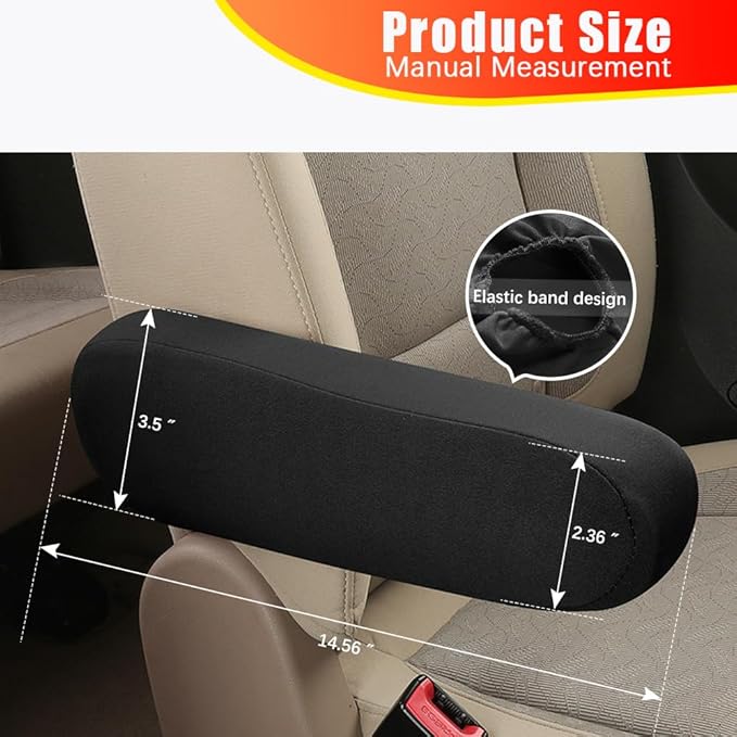 Smeyta 2PC Car Front Seat Armrest Covers,Universal Size Seat Arm Rest Cover,Flat Cloth Fabric Armrest Cover,Car Interior Accessories(Black,1Pair)