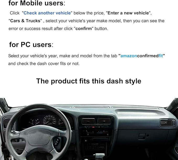 Dash Cover Mat Custom Fit for 1994-1997 Nissan Hardbody D21 Pickup Truck / 1994 1995 Pathfinder, Dashboard Cover Pad Carpet Protector F137 (Dark Gray)