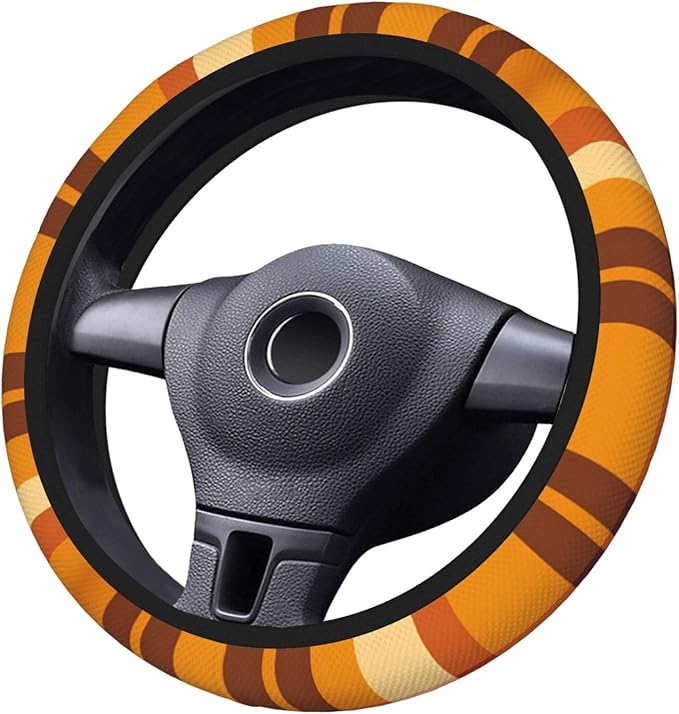 Steering Wheel Cover Polyester Thick Non-Slip Car Steering Wheel Cover Protector Universal 15 Inch, Yellow Buffalo Plaid,Check