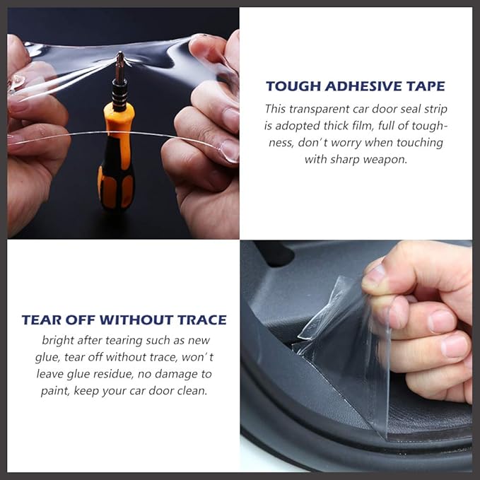 MYFAMIREA Car Door Invisible Anti-Collision Self Adhesive Seal Strip Seal Weather Strip Scratch Resistant Transparent Fit for Most Car, Protect The Car Body and Door (16.4Ft x 4In)