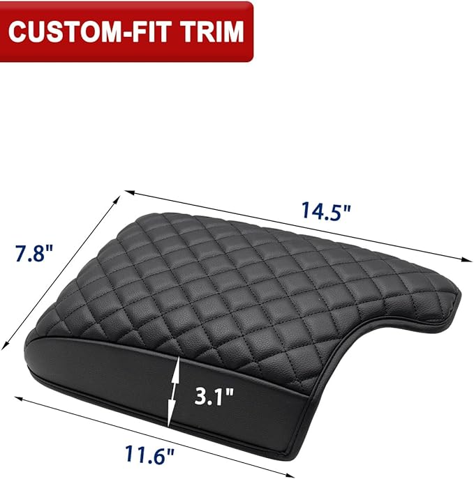 Center Console Armrest Cover for Ford Ranger 2019 2020 2021 2022 2023, Middle Console Arm Rest Lid Protector Pad, Customized Accessories, Vinyl Leather, Anti-scratch, Black