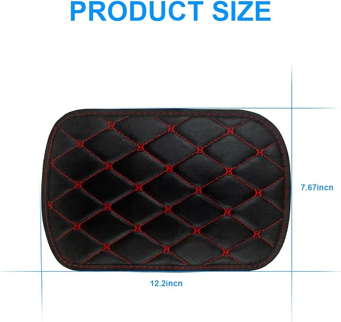 Auto Center Console Cushion Pad, Universal Waterproof Armrest Box Protection Pad/Cover Fit for Cars, Vehicles, SUVs, Comfort, Car Interior Accessories for Men Women (Black/Red)
