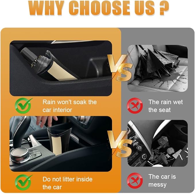 Car Umbrella Storage Bucket, Waterproof & Leakproof Auto Front Back Seat Door Umbrella Storage Hanging Holder, Portable Vehicle Center Console Armrest Trash Can for Home, Office(Beige)