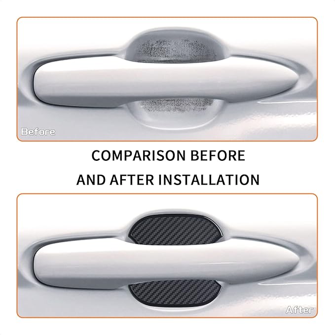 TANGSEN 4Pcs Universal 3D Carbon Fiber Texture Automotive Door Cup Handle Recess Paint Protector Cover Scratch Non-Marking TPU Personalize Pad Sticker (M)