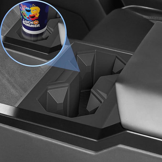 2PCS Center Console Silicone Pad for Wireless Charging Space and Cup Holder Insert, Auto Interior Anti-Slip Protector Pad Accessories Black