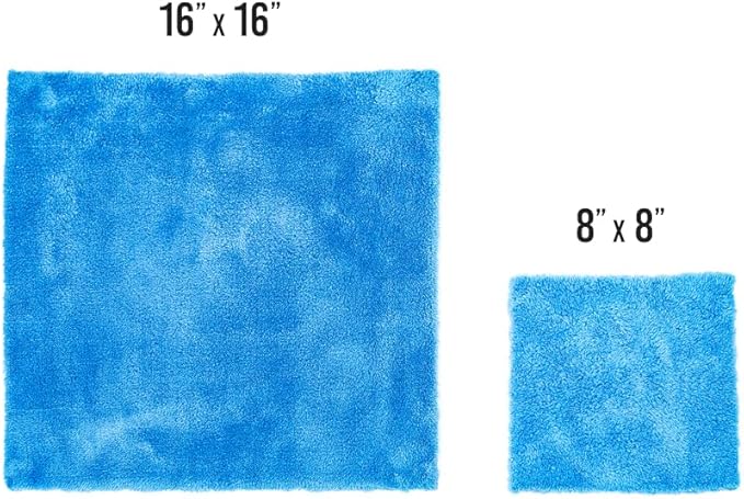 The Rag Company - The Eaglet 500 - Professional Korean 70/30 Blend; Super Plush Microfiber Detailing Towels; Perfect for Wheels, Mirrors, and More; 500GSM; 8inx8in, Blue (10-Pack)