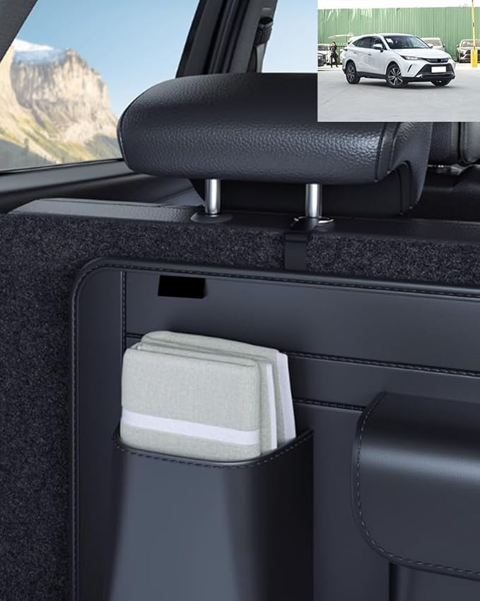 ERIDANUS Auto Accessories Fit for Toyota VENZA 2024 2023 2022 2021 Car Back Seat Organizer Multi-Pocket Storage Bag Rear Seat Back Storage (Black) leather 1PCS