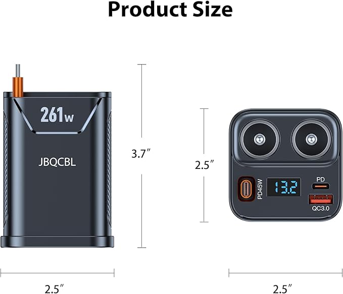 Cigarette Lighter Splitter with Retractable Car Charger, 45W USB C Car Cup 2-Socket Cigarette Lighter Adapter Heavy Duty Truck Car Plug Outlet Splitter Fast Charging 12V/24V Multi Port for Car Devices