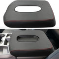 Center Console Armrest Cover for Chevy Silverado/GMC Sierra Accessories 2019-2024 2025 Arm Rest Box Pad Middle Console Lid Cushion Leather Protective Case Only for Jump Seat (Red Stitches)