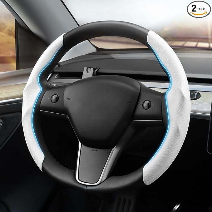 Shademax Custom for Tesla Steering Wheel Cover, Tesla Model Y 2020-2025/ Model Y Juniper 2026/ Model 3 2017-2025 2026 (Fit Model 3 Highland) Carbon Fiber Steering Wheel Cover Model Y/3 Accessories