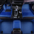 Custom Waterproof Leather Car Floor Mats Fit for Most Car SUV Truck & Sportscar All Weather Protection Vehicles (Blue Stripe)