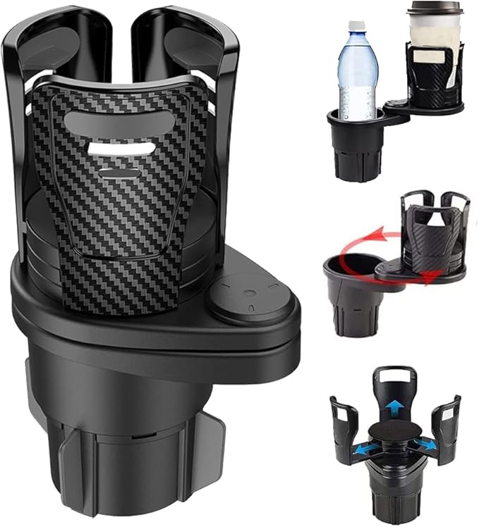 Multifunctional Car Cup Holder, All Purpose Adjustable Large Cup Holder (Carbon Black)