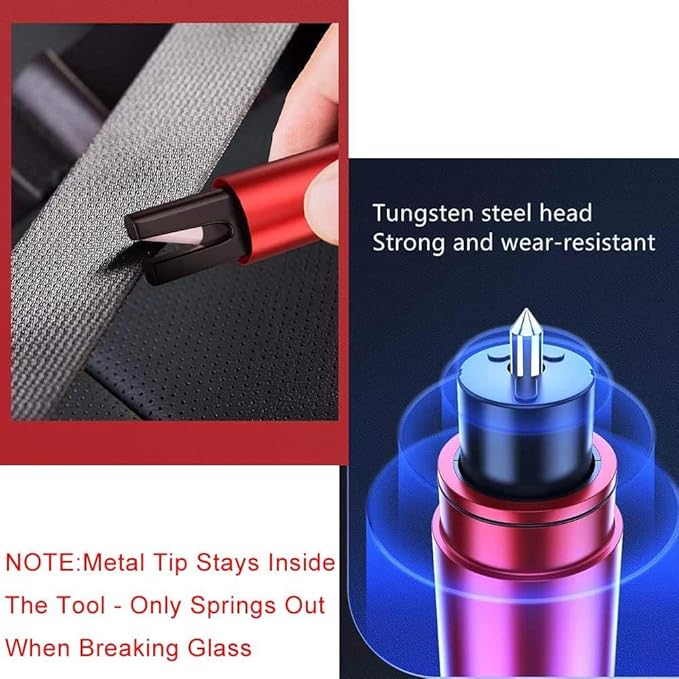 HHXS Car Window Breaker Seatbelt Cutter Tool, Safe Hammer Glass Breaker Under Water Safety Hammer Emergency Escape Glass Breaker Life Hammer for Car (4 Pcs, Red)