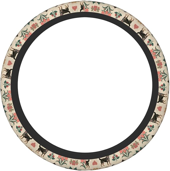 Australian Cattle Dog Florals Universal Fit Steering Wheel Cover for Car, Truck, and SUV, Durable Steering Wheel Protection