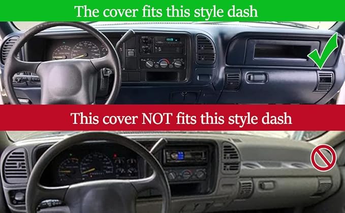 Dash Cover Custom Fit for 1997-2000 Chevy Chevrolet Silverado/GMC Sierra C1500 C2500 C3500 K1500 K2500 K3500, 1997-99 GMC Yukon/Chevy Tahoe Suburban, Dashboard Mat Pad Carpet (97-98, Maroon) Y57