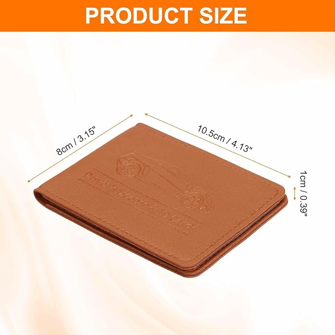 HARFINGTON Car Registration and Insurance Holder PU Leather Vehicle Glove Box Organizer Storage Accessories Car ID Holder with 4 Pockets for License ID Card Bank Card Documents, Brown