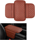 Car Center Console Cover, Microfiber Leather Vehicle Armrest Protector Cushion with 2 Storage Bags, Auto Middle Console Armrest Seat Box Pad Accessories, Universal for Most Cars (Orange)
