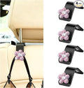 Bling Car Seat Headrest Hook, 4PCS Daisy Crystal Rhinestone Vehicle Backseat Hanger Hook for Purses Bags, Auto Headrest Storage Organizer Decorations, Universal Fit (Multicolour Pink)