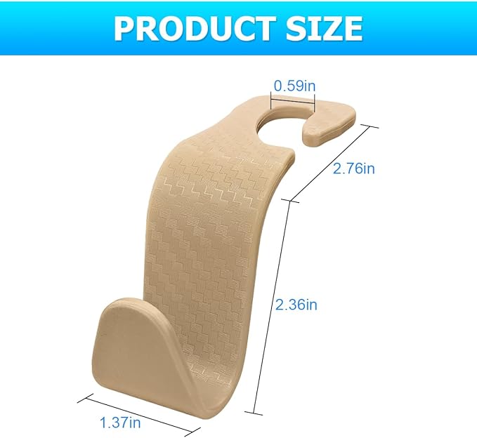 Car Back Seat Headrest Hooks, 4PCS Vehicle Backseat Storage Organizer Hanger, Multifunctional Auto Headrest Hidden Hook Universal for Handbag Purse Backpacks Bags(Carbon Fiber Beige)
