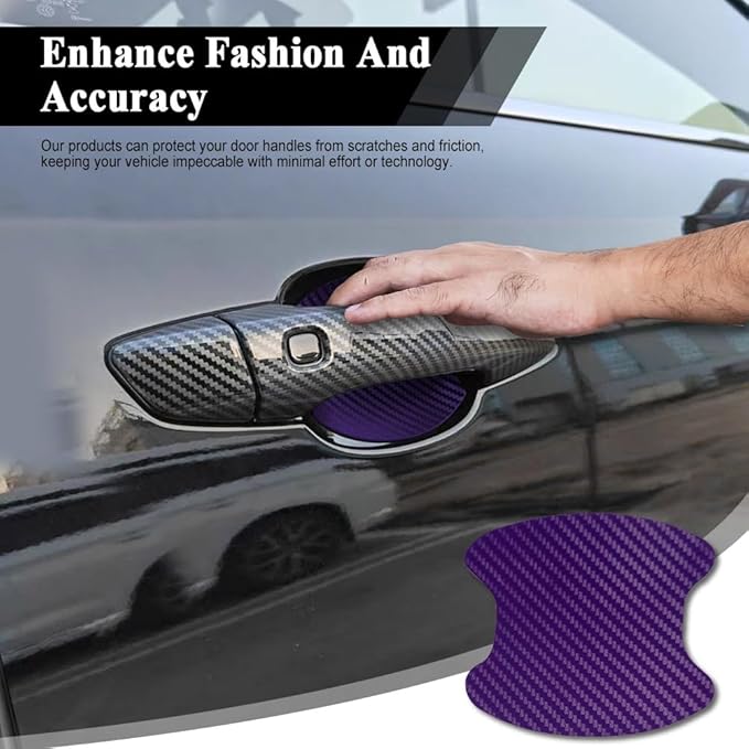 4PCS Car Door Handle Cup Scratch Protector, Car Door Handle Sticker, Scratch Auto Door Protective Film, Car Accessories Car Door Handle Protective Films Universal for Cars (Purple, 4PCS)