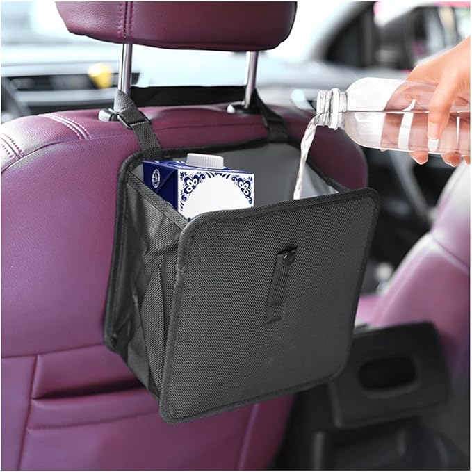 Car Trash Can, Foldable Hanging Multipurpose Vehicle Garbage Bag for Seat Console, Waterproof Collapsible Auto Interior Trash Bin Storage Organizer, Universal for Truck SUV RV (Small)