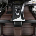 Custom Personalized Floor Mats for Cars，Luxury Full Coverage All Car Floor Mats，Anti-Slip Leather Car Mat Set ，Custom Floor Mats for 99% of Cars, Trucks & SUVs. (Brown Stripe)
