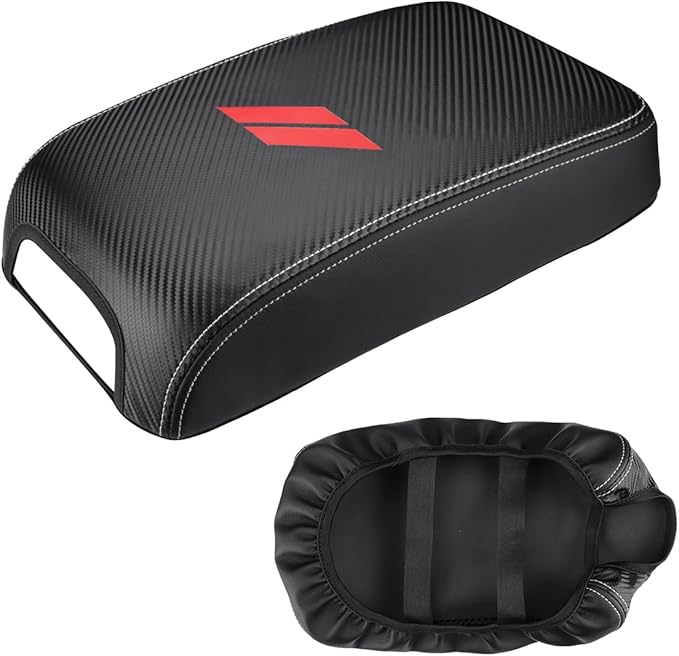INTGET Center Console Cover for Dodge Charger Accessories 2011-2020 2021 2022 2023 for Chrysler 300 2015-2022 Leather Armrest Cover Console Lid Protector Cushion Pad(Carbon Fiber Texture, Leather)