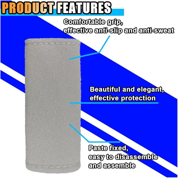 2PCS Car Inside Door Handle Protector, Colorful Soft Fluff Car Pull Handle Cover, Anti-Scratch Grab Handle Wrap, Car Interior Decoration Accessories for Women Men (Grey)