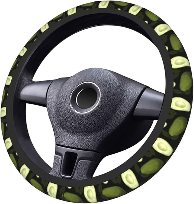 Avocado Steering Wheel Cover With 2 Car Coasters Non Slip Neoprene For Women Men Universal 15 Inch