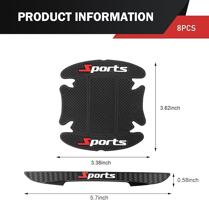 8PCS Car Door Protector, Sports Car Door Handle Scratch Protector, Door Handle Bowl Sticker, Doors Handle Protection Accessories, Universal for Most Car, SUV, Truck