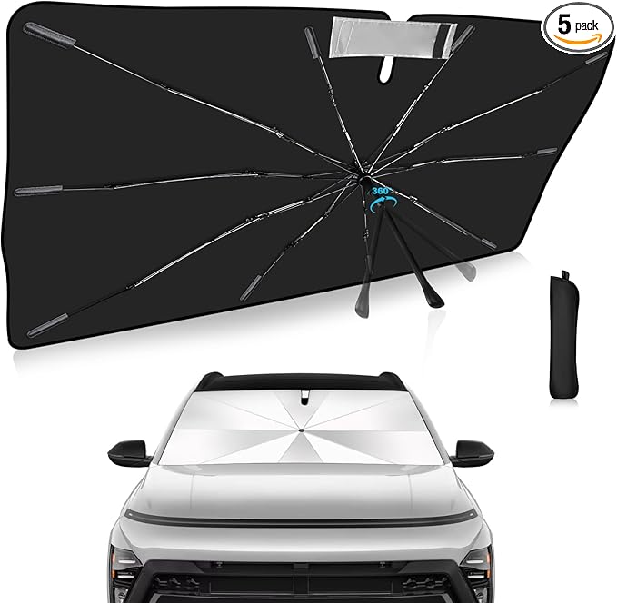 2025 Upgrade Windshield Sun Shade Umbrella Custom Fit for Hyundai Kona 2024-2025 Foldable UV Protection Car Cover, Emergency Rain Shield & Dashboard Protector - Durable Auto Accessory