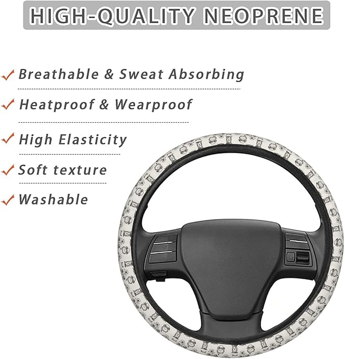 FeHuew Watch Clocks Pattern Steering Wheel Cover for Women, Girls 15 inch Universal Auto Car Anti Slip Wrap Steering Wheel Covers Fit for Vehicles, Truck, SUV